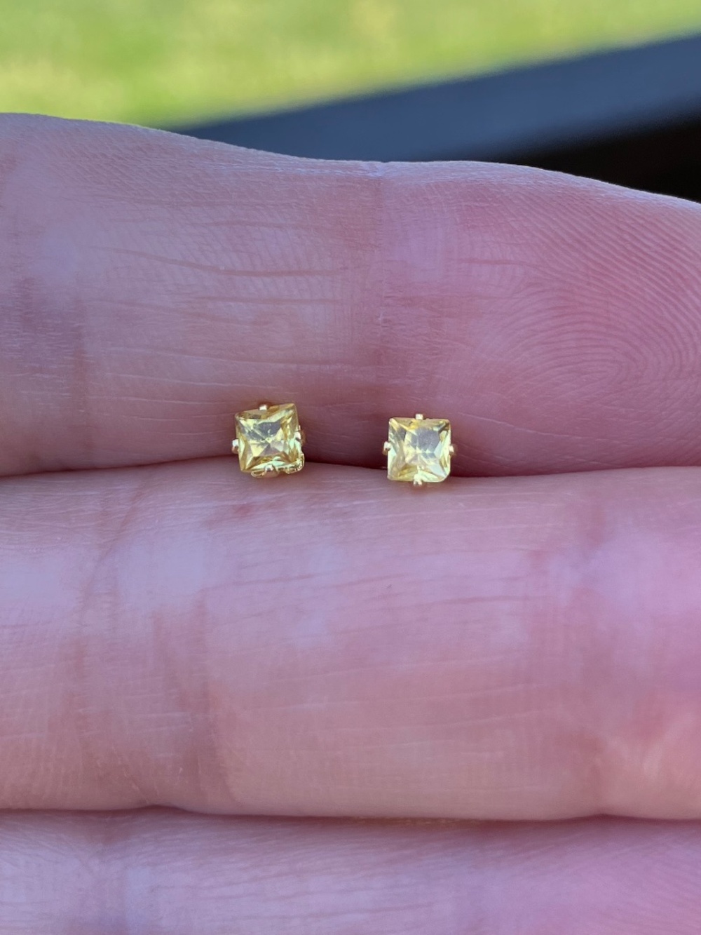 Yellow Princess Cut CZ Stud Earrings - NWOT